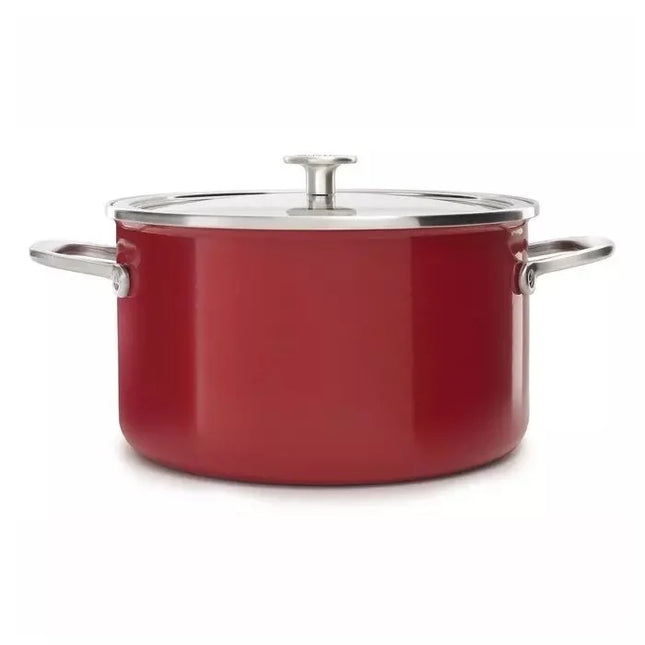 KitchenAid Pannenset 6 delig met Garde en Sauslepel - Rood pan